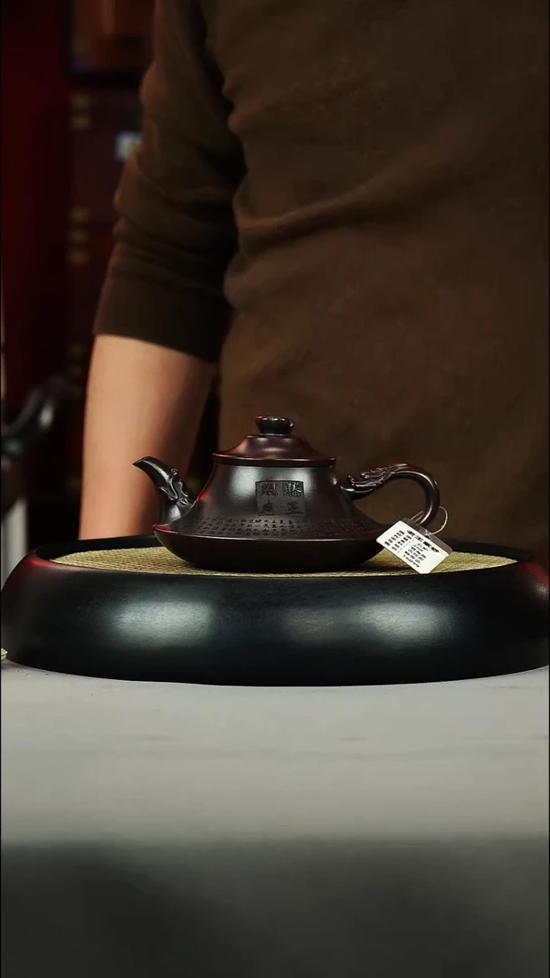 茶壶紫砂古红泥 云炉 刻绘 滕王阁序