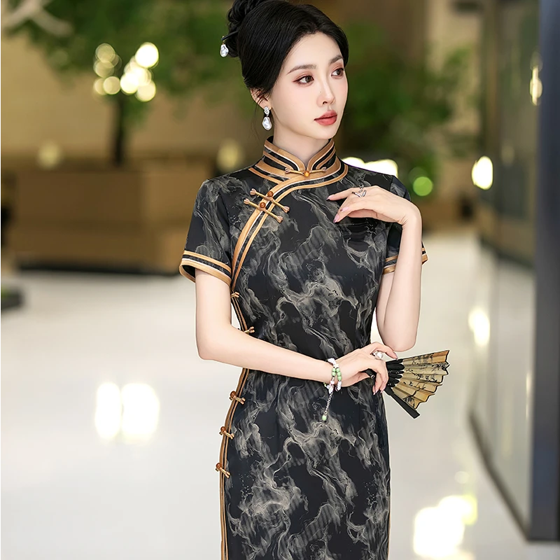 5573白幼秀新款复古时尚优雅中式立领港风款旗袍中国风旗袍