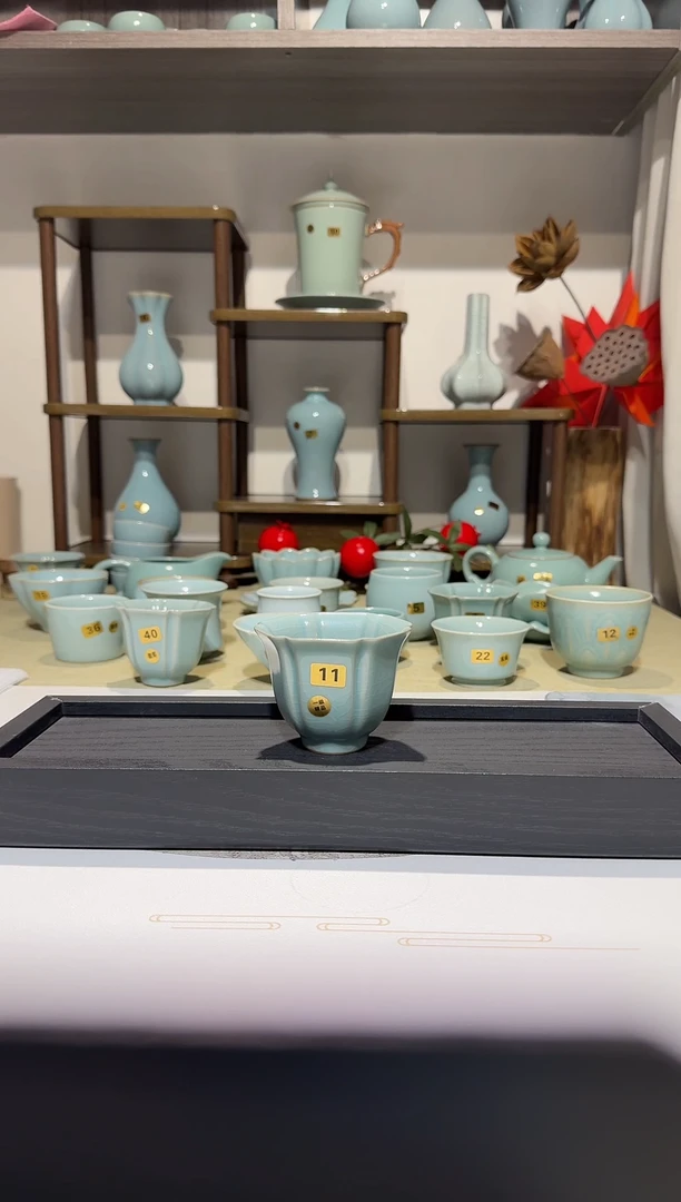 杯子11六方花口杯 80ml主人杯 仿古釉 一级精品*