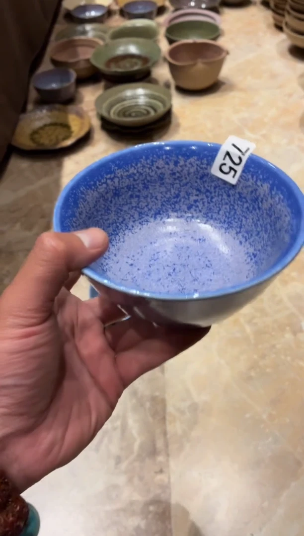 瓷片刘*诺725蓝飘雪马蹄碗1个