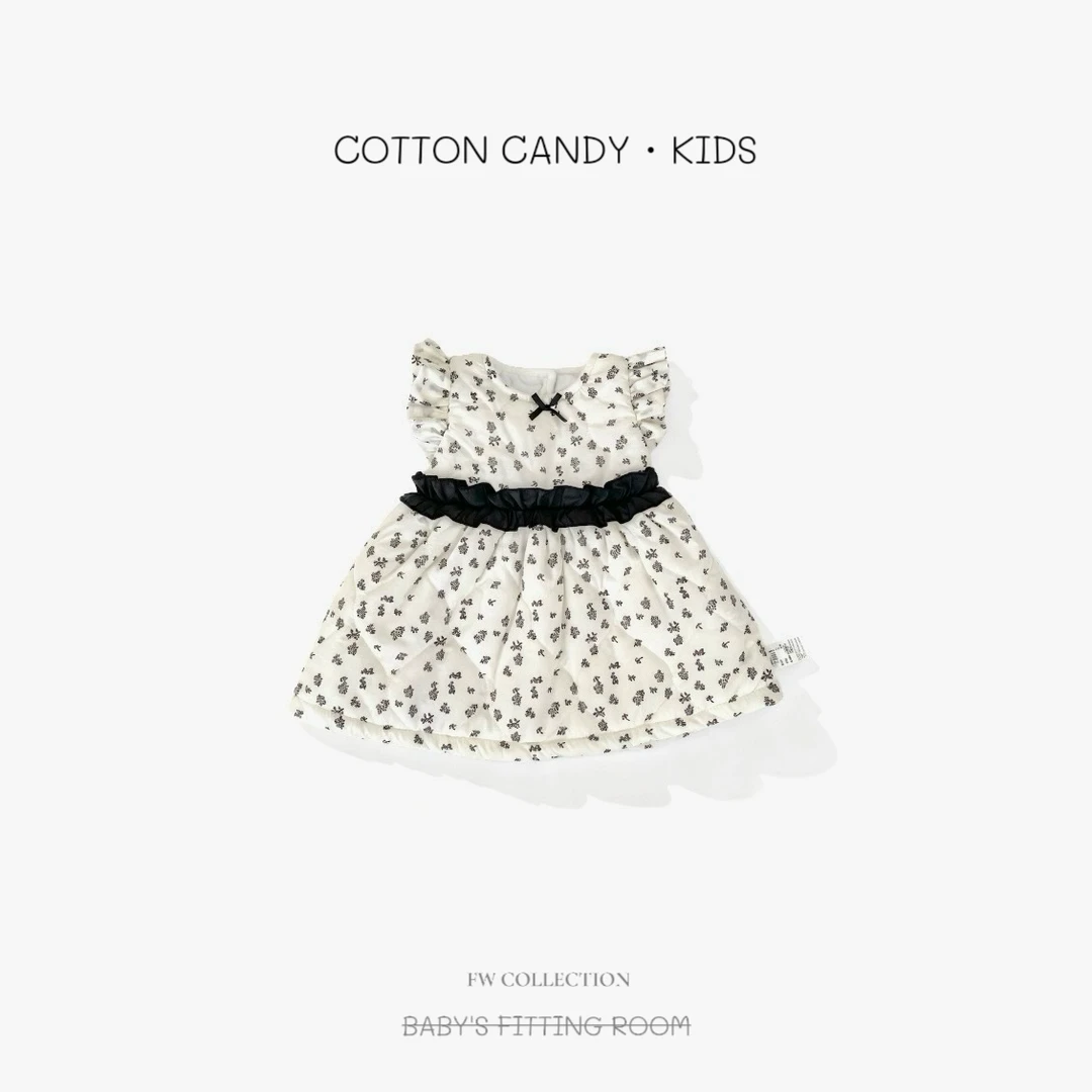 【a229】2025秋冬印花背心飞袖夹棉连衣裙