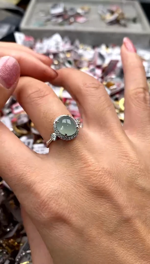 【闪购商品】翡翠戒指银S925镶嵌77777777    1