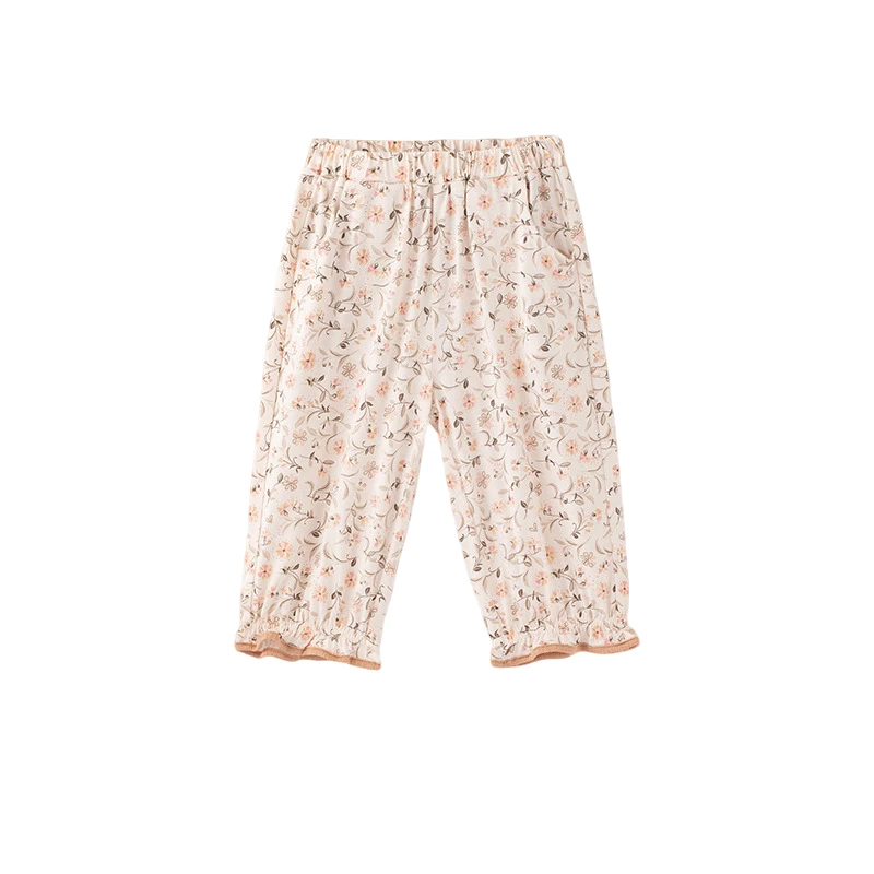 英氏防蚊裤儿童春夏季裤子新款女童花边长裤YRKCJ1Q276A碎花