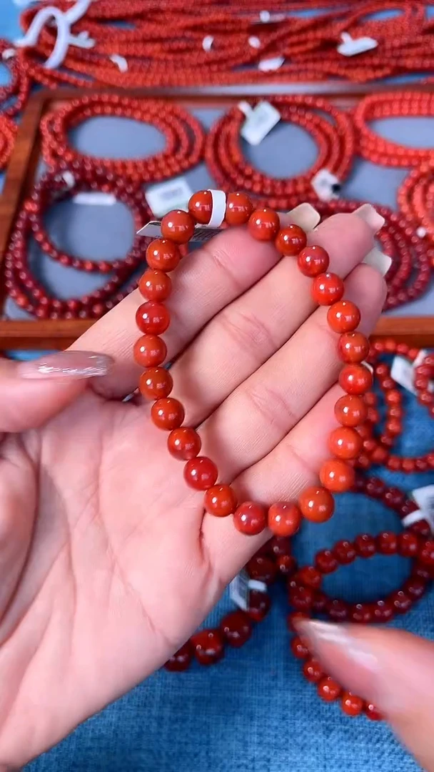 未镶嵌手串南红玛瑙N03凉山瓦西料正色双锦单圈多样性发其一