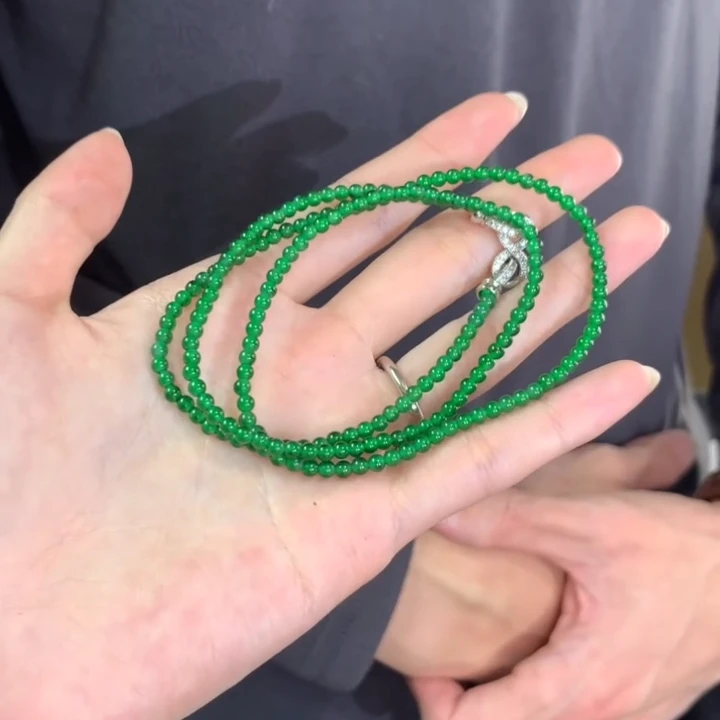 【逍遥】天然A货翡翠小米珠项链*782/09/多样性发/1件