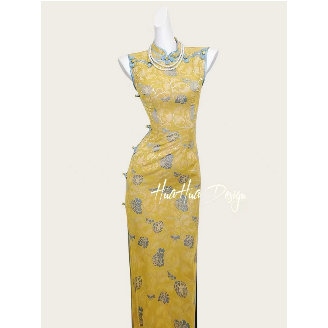 苏故里【玉如意】文艺复古无袖日常旗袍优雅立领显瘦修身衣长120