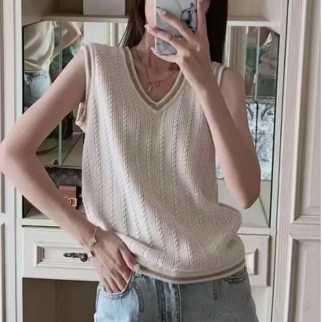 未使用 GUCCI/古驰 金银丝线滚边V领背心