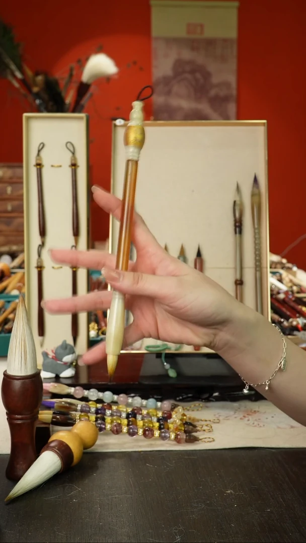 21号孤品高货毛笔链接 清水试笔 蘸墨不退