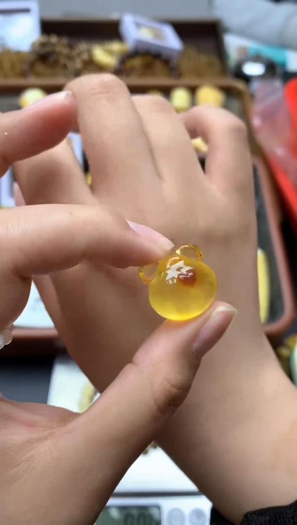 【闪购商品】琥珀珠宝奇石未镶嵌047琥珀蜜蜡花粉有纹小坑介意勿拍