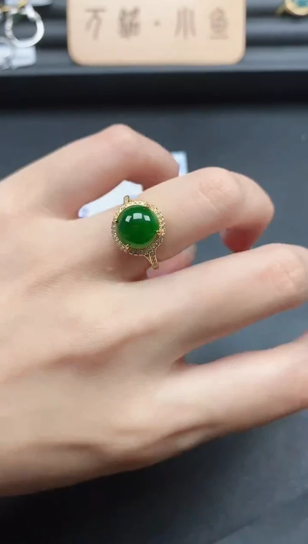翡翠戒指银S925镶嵌15511