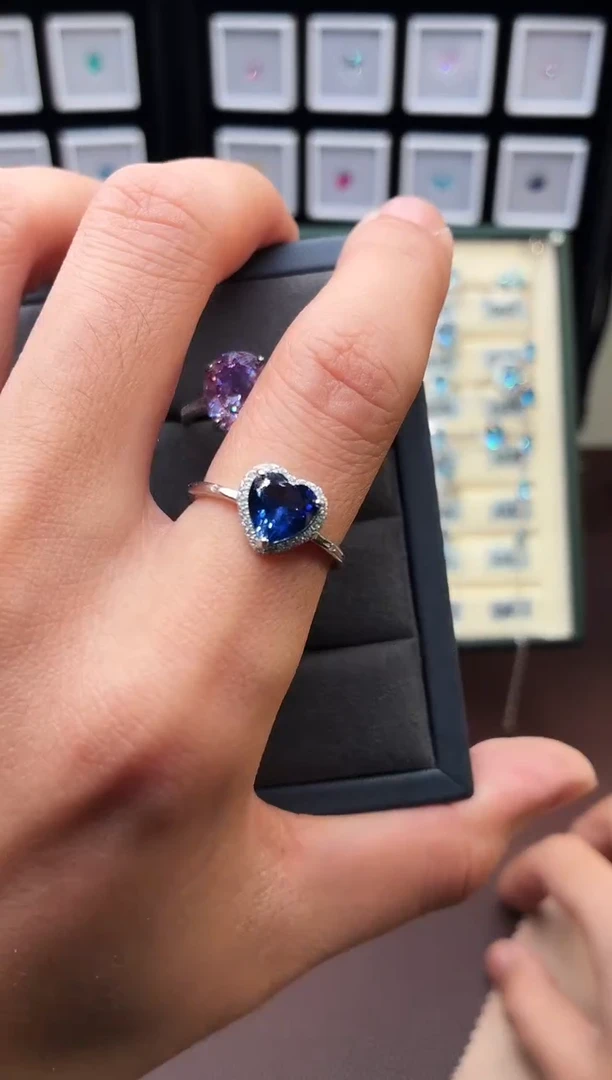 戒指蓝宝石银S925镶嵌0001