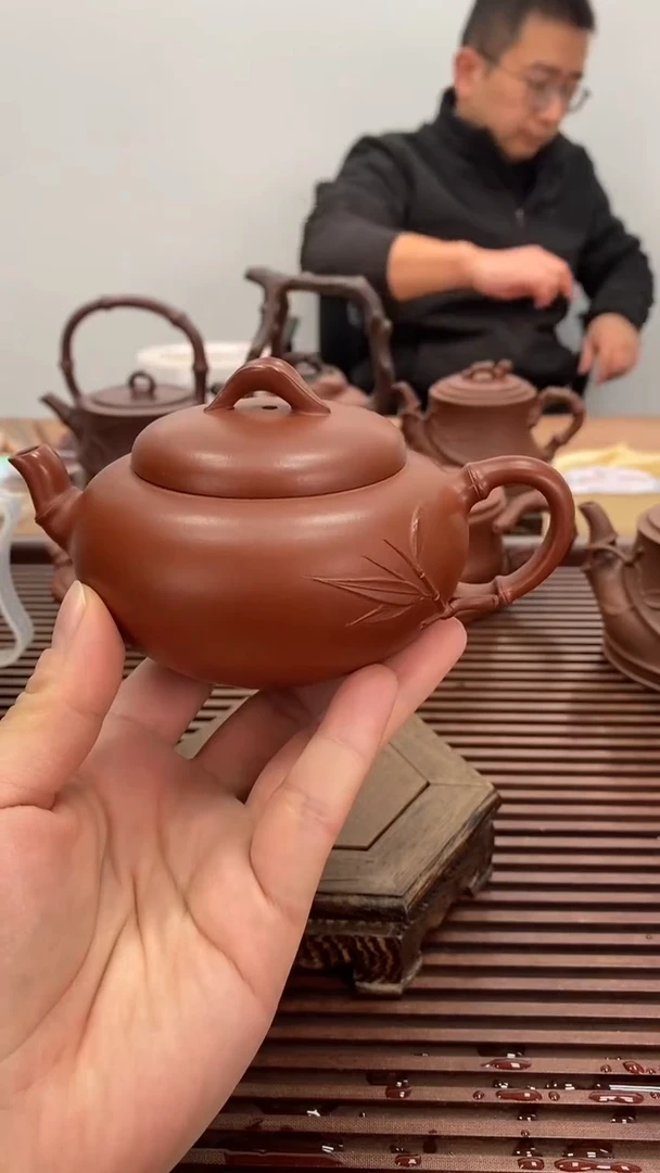 茶壶紫砂一片竹180毫升红皮龙