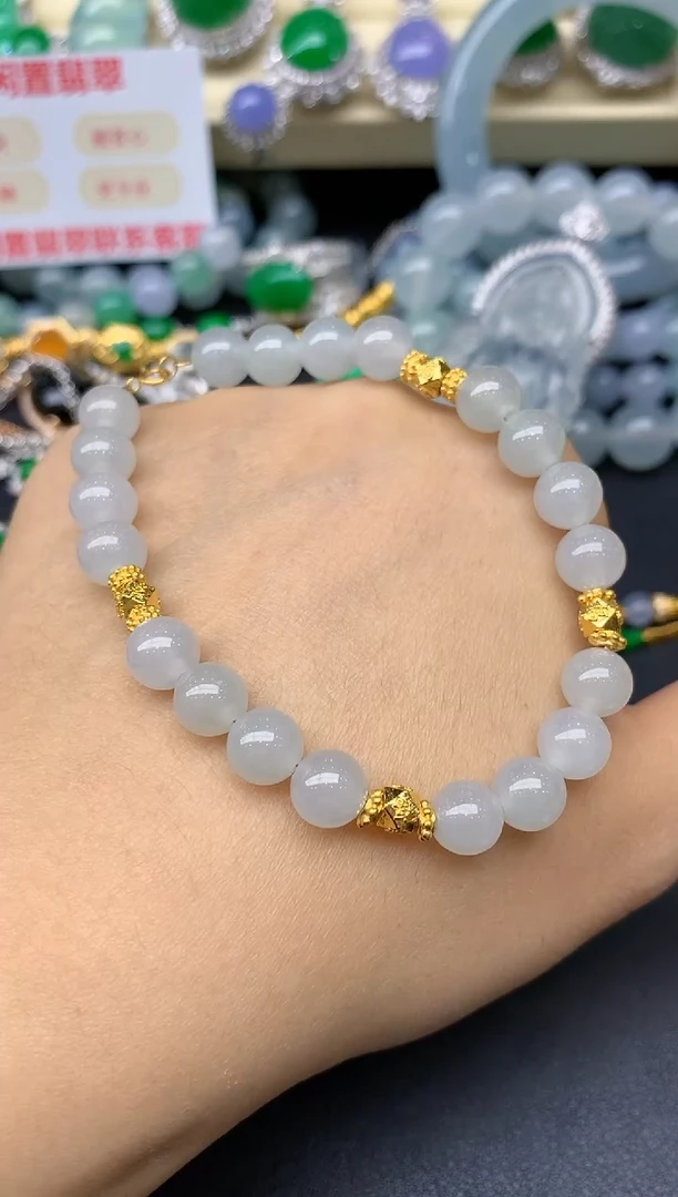 18K金镶嵌手链翡翠187-翡翠雪姐天天见
