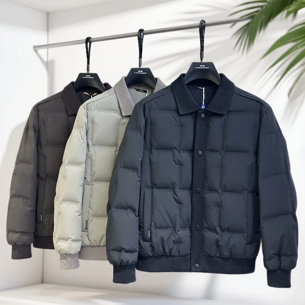 65803「90白鸭绒」男冬季新款休闲时尚翻领羽绒服外套短款中厚款