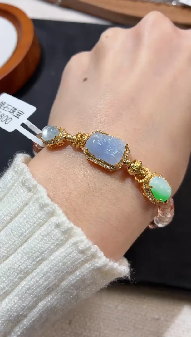 银S925镶嵌手串翡翠手串