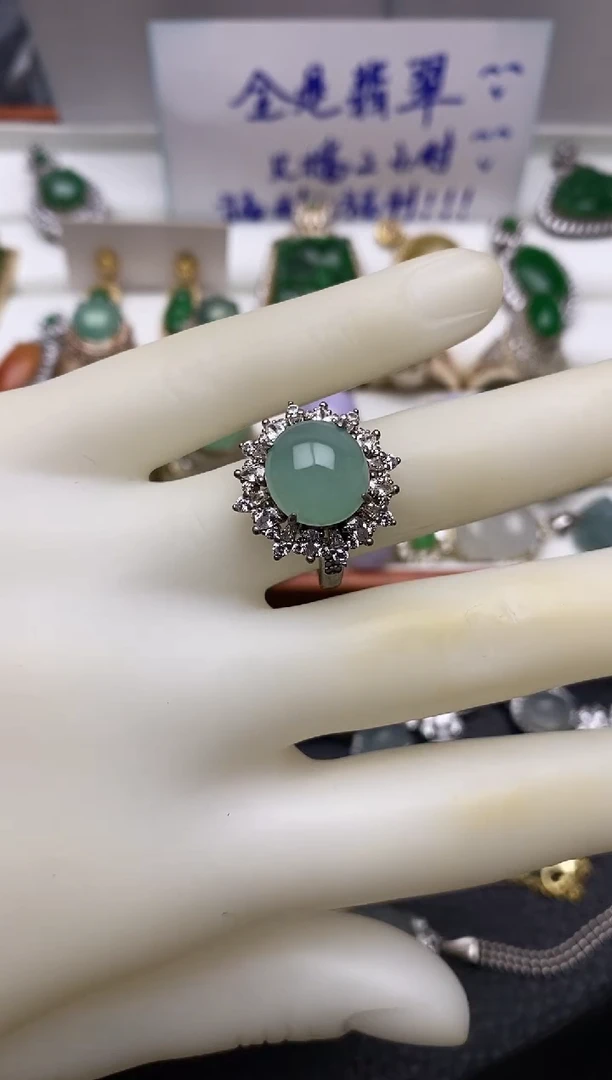 银S925镶嵌戒指翡翠/0058