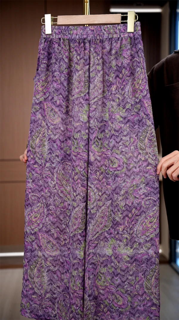 紫云澈|夏季经典大气国潮复古新中式阔腿裤休闲休闲裤女KZ0114