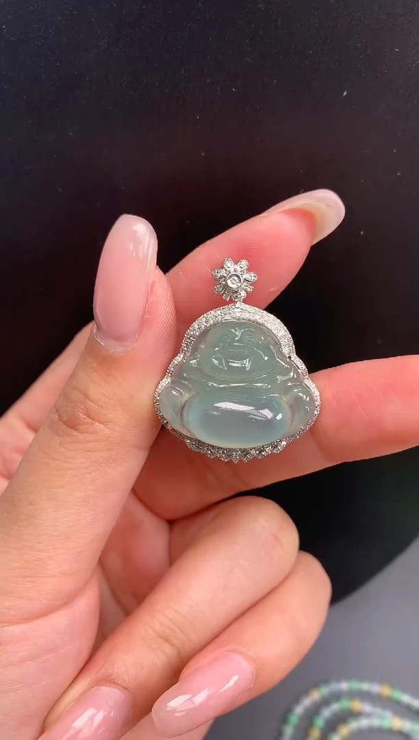 【闪购商品】翡翠颈饰18K金镶嵌佛公1376