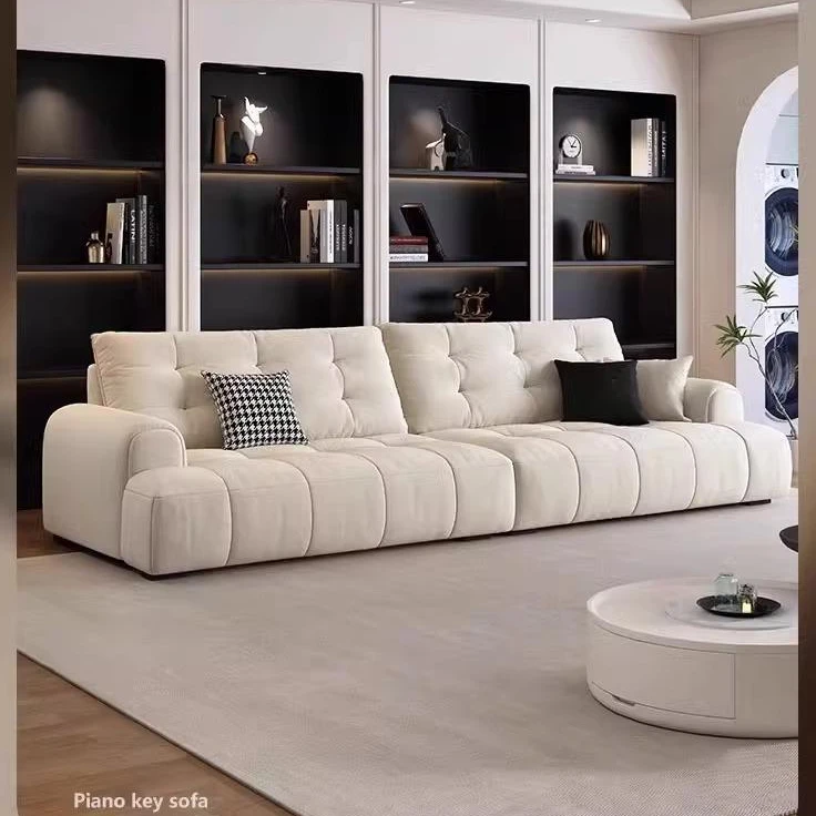 奶油风猫爪绒布布艺沙发免洗现代轻奢简约小户型家用客厅直排沙发