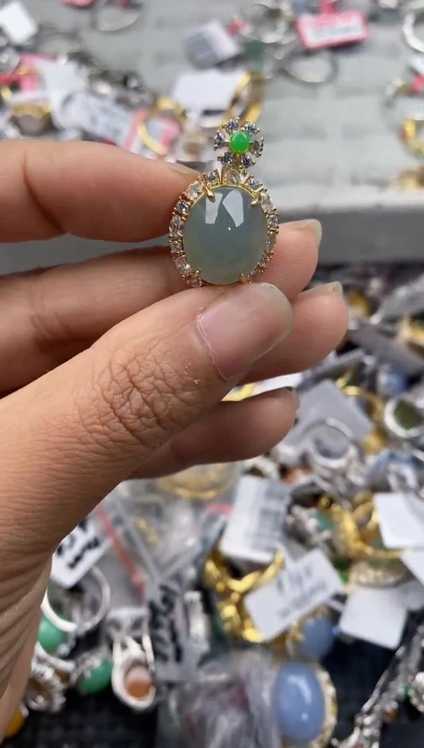 银S925镶嵌戒指翡翠111----2