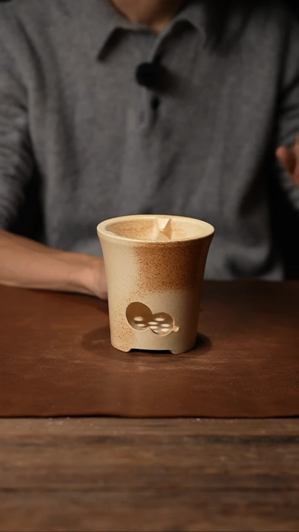 020窑变白泥葫芦开窗炭炉