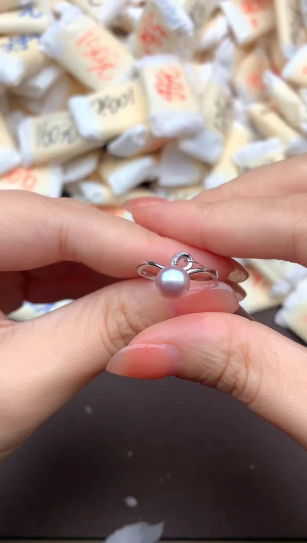 银S925镶嵌淡水珍珠戒指多样性发货（发一个）
