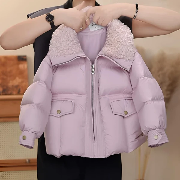 【晶晶】羽绒服女童冬季新款炸街甜酷简约面包服洋气短外套