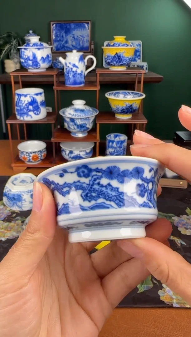 杯望月怀古。松竹梅马蹄杯