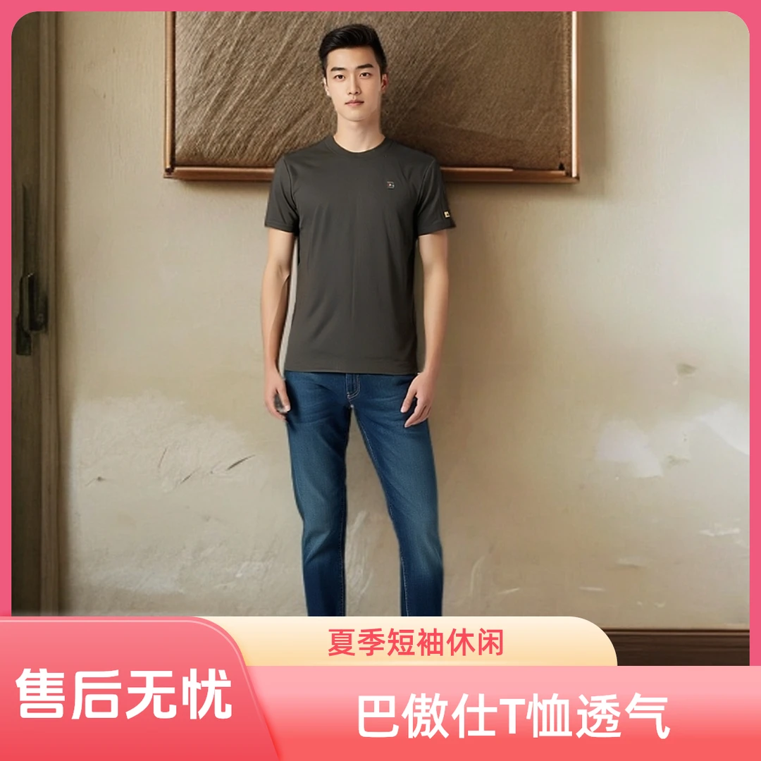 T恤中国风圆领夏季短袖弹力快干休闲薄款男装居家春夏无痕