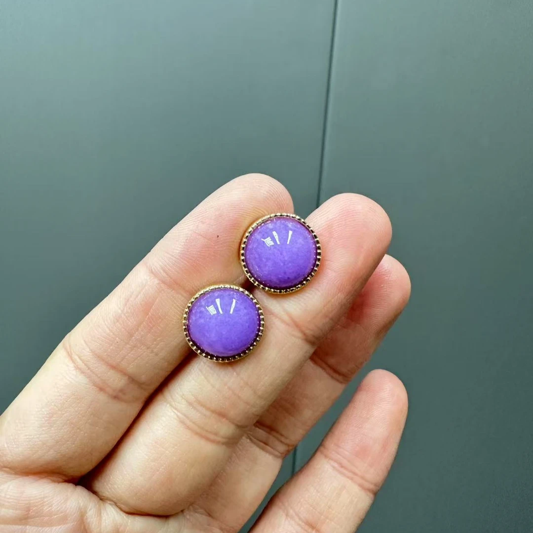 翡翠14k紫翡翠太阳花耳针