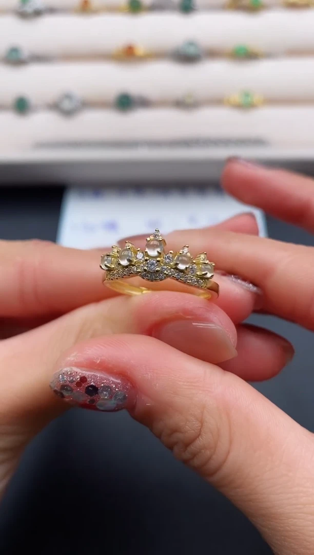 银S925镶嵌戒指翡翠666666+8