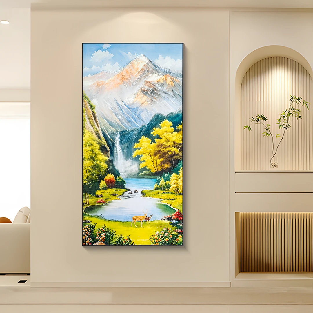 现代风景手工镶钻入户玄关装饰画走廊过道客厅对门挂画金山80160