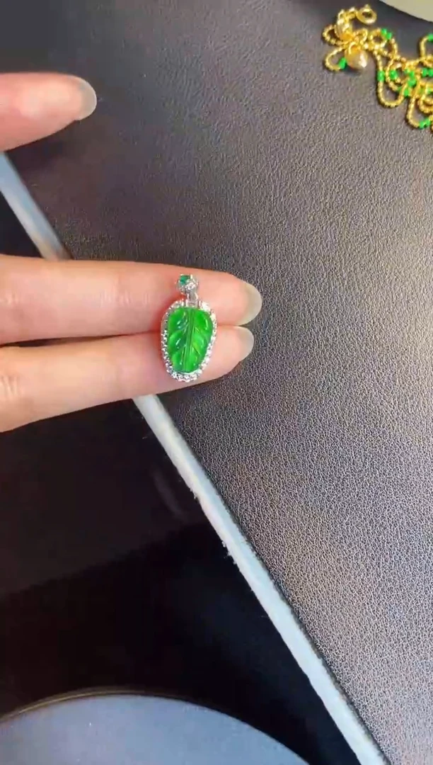 吊坠(不含链)银S925镶嵌翡翠天然A货翡翠