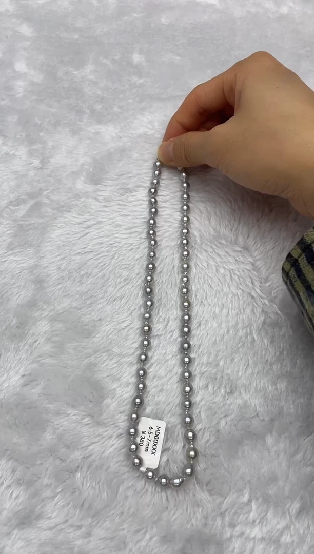 项链银S925镶嵌海水珍珠AK真多麻6.5-7mm