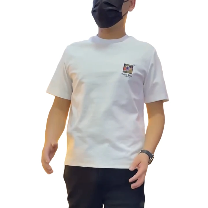 欧洲站夏季短袖男2025年新款潮流印花T恤上衣修身体恤衫白色纯棉