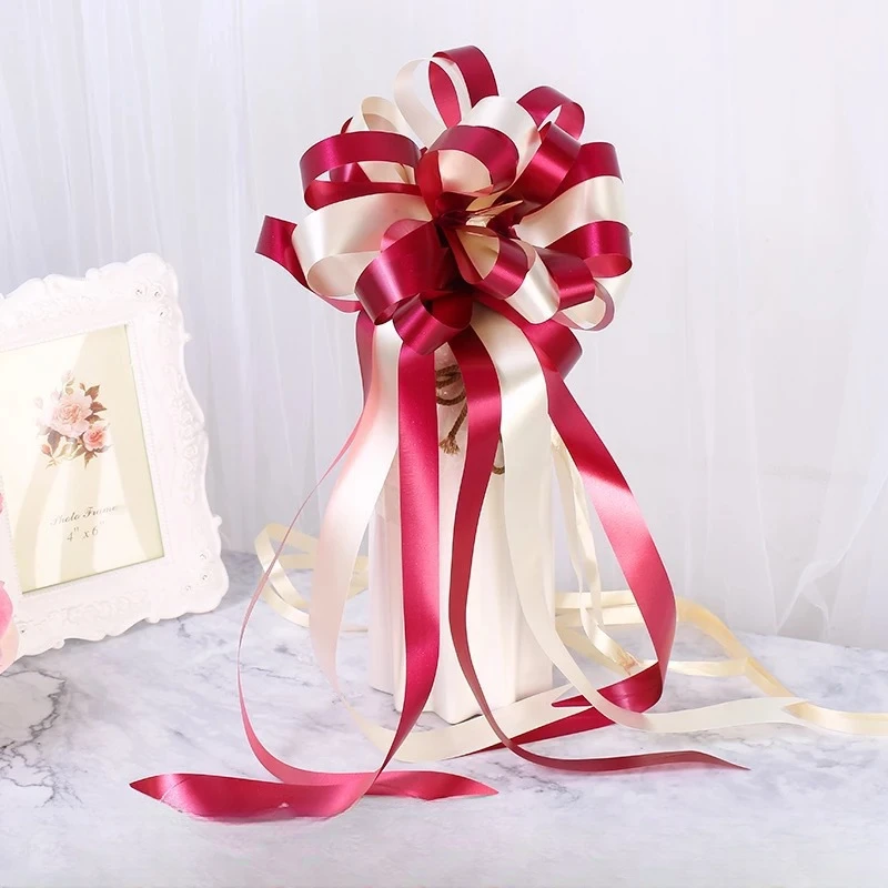 2026年新款婚车花店拉花手拉花双色拉花大号蝴蝶结手拉花懒人拉花