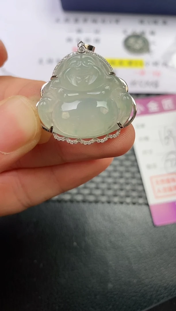 颈饰银S925镶嵌翡翠H*挂件