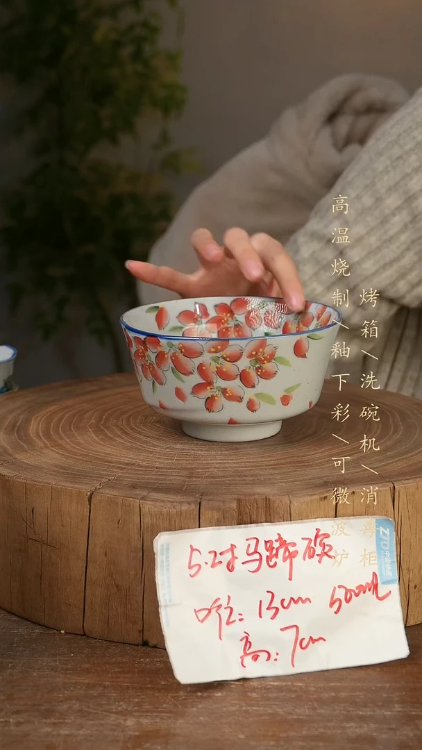 碗瓷景德镇手工手绘高温瓷釉下彩