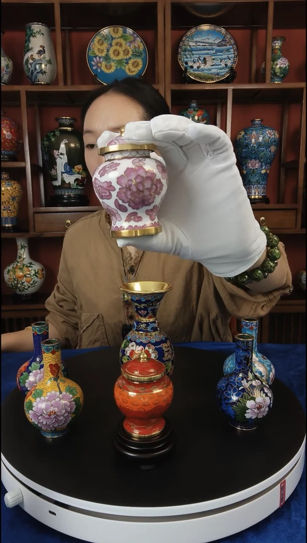 手工艺品琉璃将军罐粉色