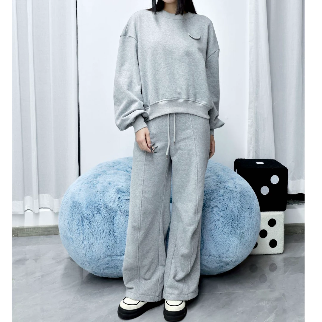 SUNINSKY薄款弯刀型云朵经骨感拼接圆领卫衣套装-S2406385