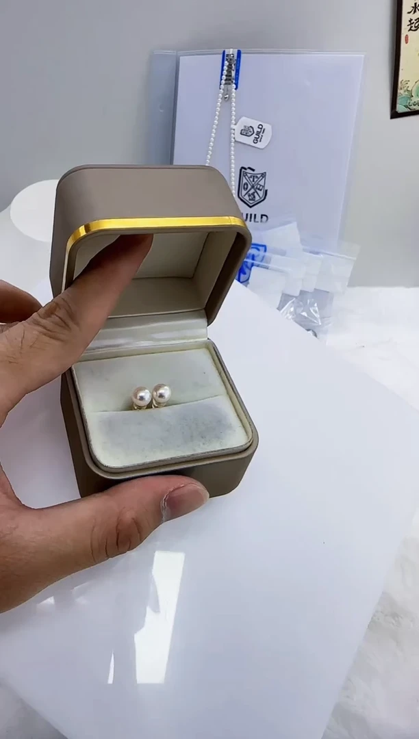 银S925镶嵌海水珍珠DA珍珠耳饰7-8 ss128