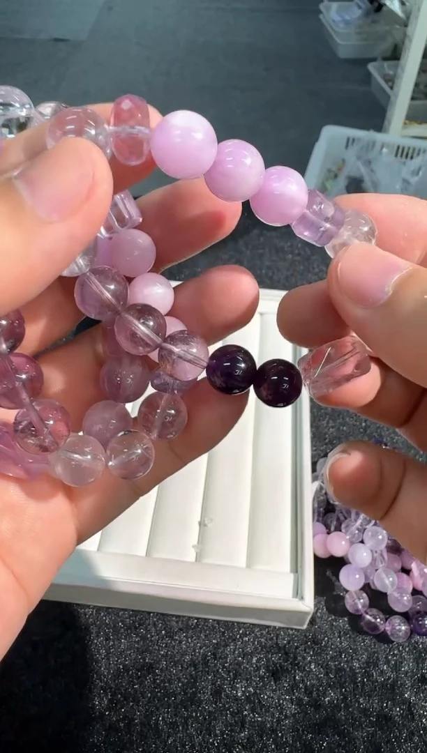 水晶手链未镶嵌L023紫色多宝设计款