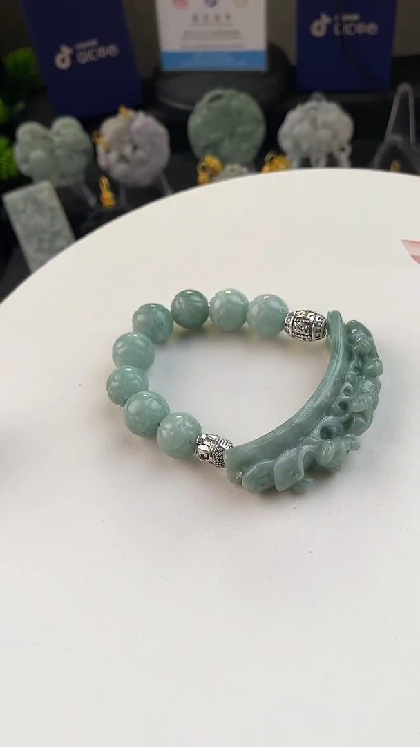 翡翠未镶嵌颈饰灰****串定制翡翠298