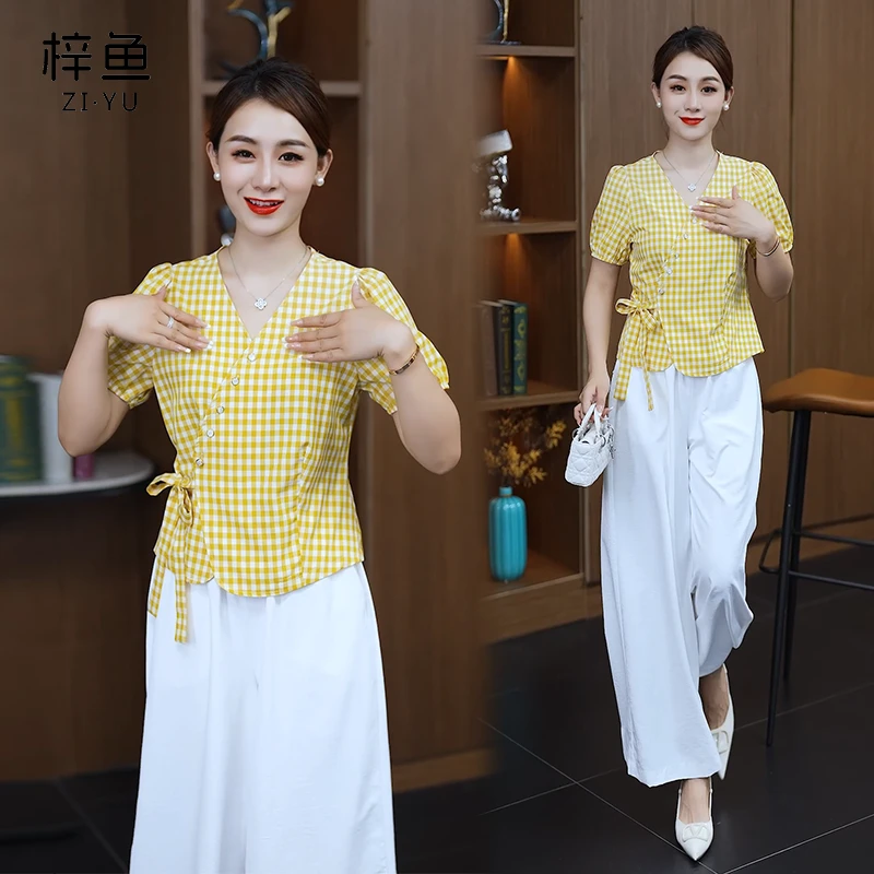 格子衬衫女短袖2025新款夏季衬衣超火减龄设计感独特漂亮爆款上衣