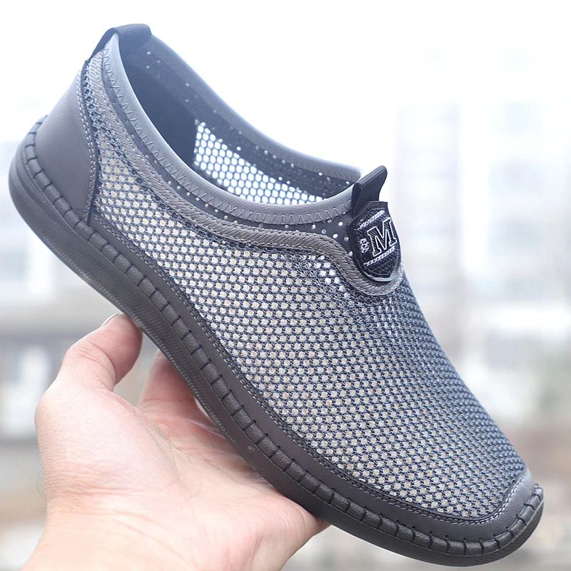 老北京布鞋男鞋夏季透气网鞋软底防滑中老年爸爸鞋休闲鞋老人凉鞋