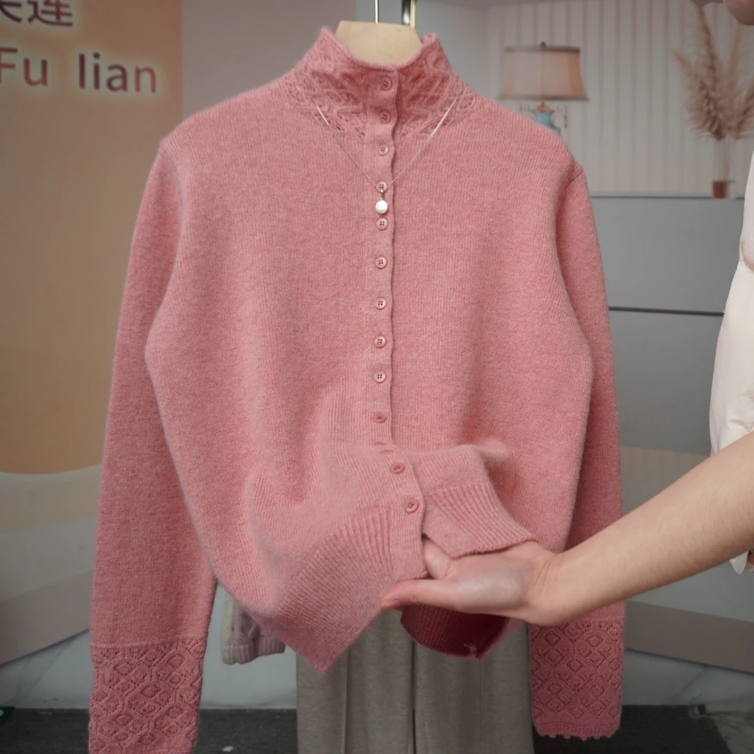 韩版小立领秋冬加厚宽松百搭时尚麻花毛衣