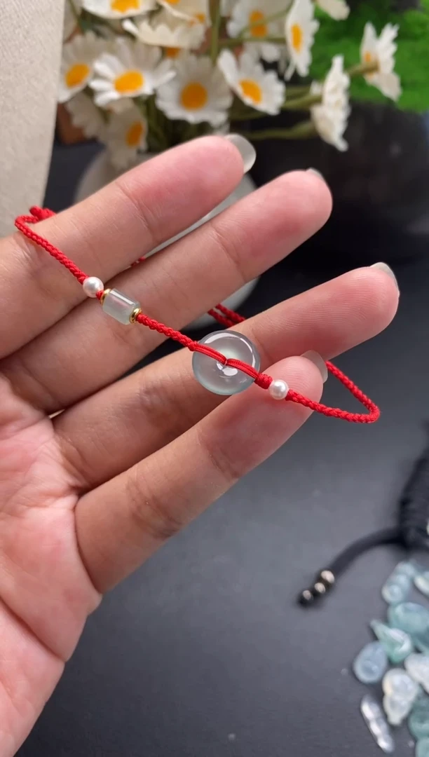 颈饰未镶嵌翡翠平安扣手绳