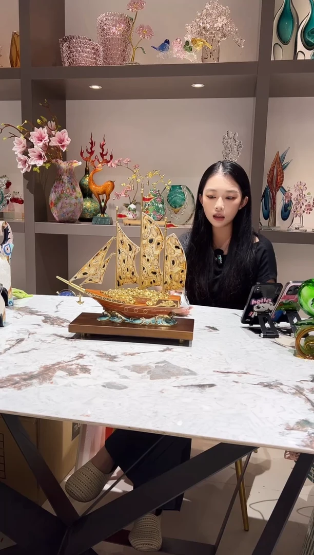 黄铜一帆风顺船摆件