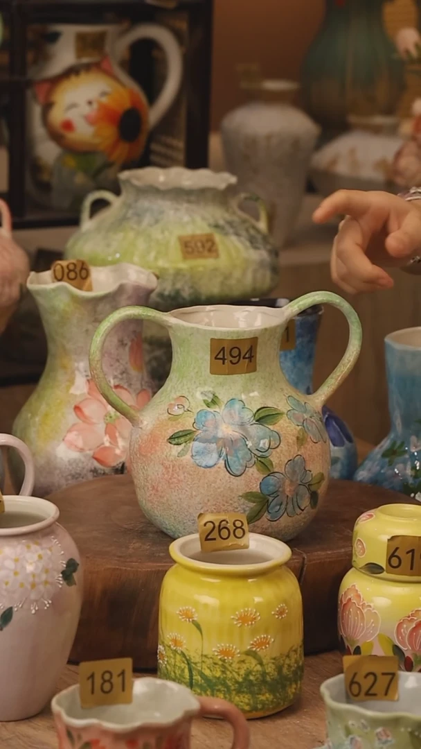 陶瓷494景德镇设计师手作花器摆件侘寂风