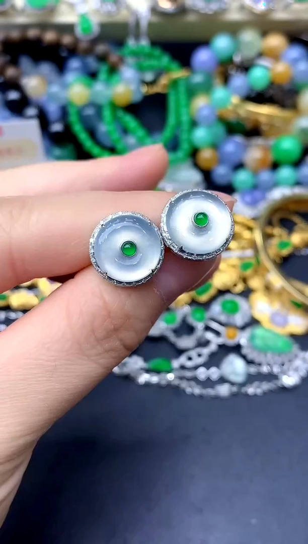 18K金镶嵌翡翠耳饰343-中国好珍宝